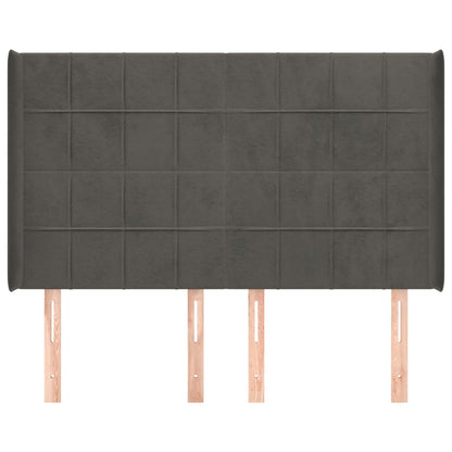vidaXL Kopfteil mit Ohren Dunkelgrau 147x16x118/128 cm Samt