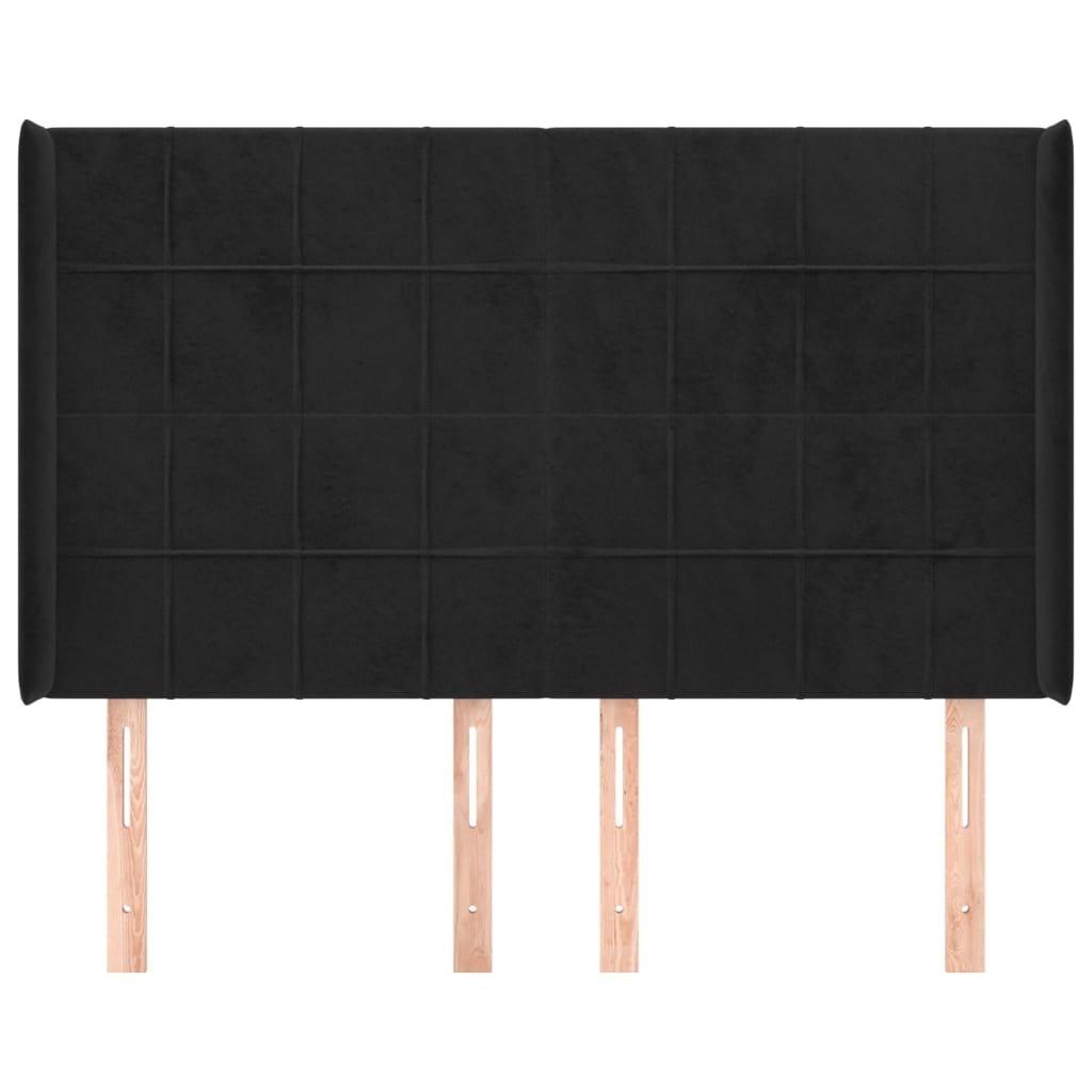 vidaXL Kopfteil mit Ohren Schwarz 147x16x118/128 cm Samt