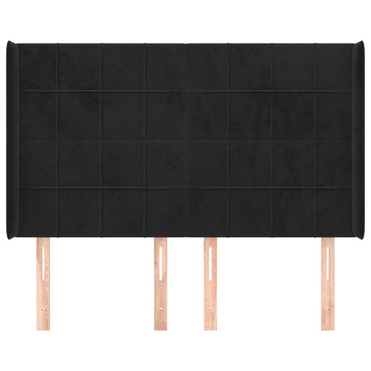 vidaXL Kopfteil mit Ohren Schwarz 147x16x118/128 cm Samt