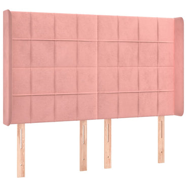 vidaXL Kopfteil mit Ohren Rosa 147x16x118/128 cm Samt