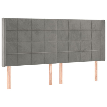 vidaXL Kopfteil mit Ohren Hellgrau 163x16x118/128 cm Samt