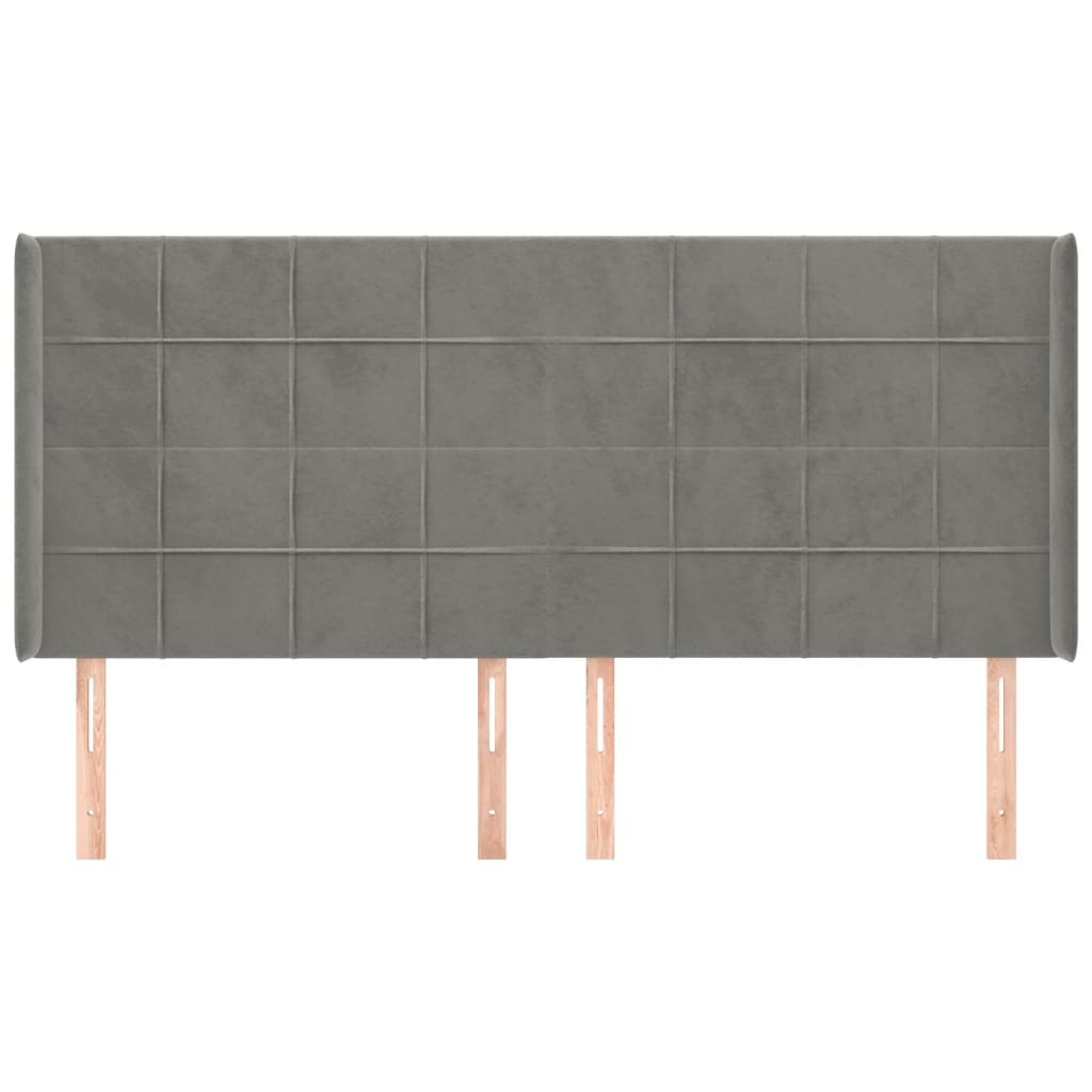 vidaXL Kopfteil mit Ohren Hellgrau 163x16x118/128 cm Samt