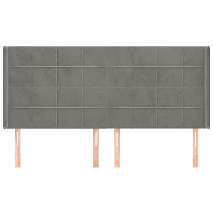 vidaXL Kopfteil mit Ohren Hellgrau 163x16x118/128 cm Samt