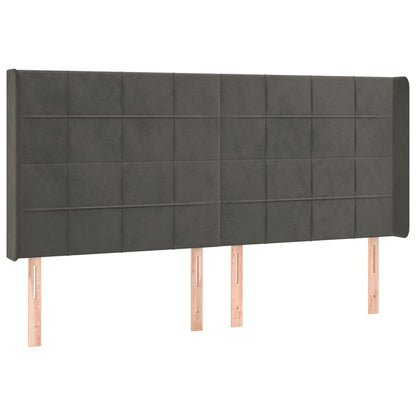 vidaXL Kopfteil mit Ohren Dunkelgrau 163x16x118/128 cm Samt