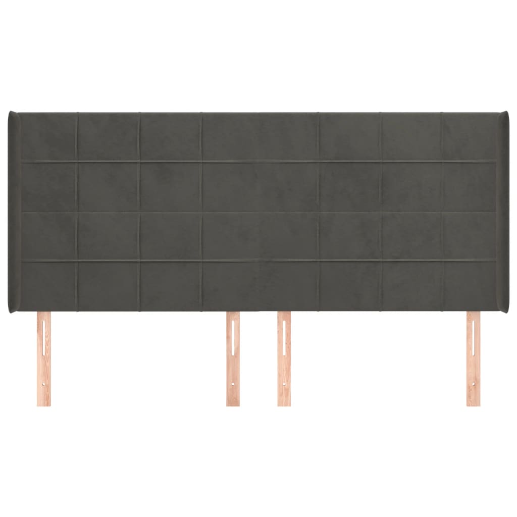 vidaXL Kopfteil mit Ohren Dunkelgrau 163x16x118/128 cm Samt