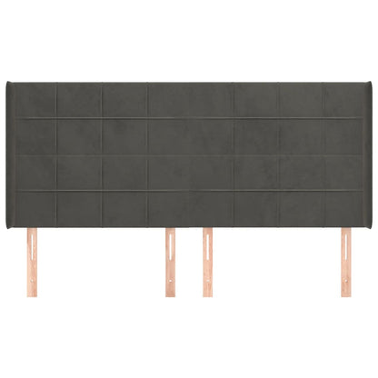 vidaXL Kopfteil mit Ohren Dunkelgrau 163x16x118/128 cm Samt