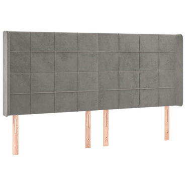 vidaXL Kopfteil mit Ohren Hellgrau 183x16x118/128 cm Samt