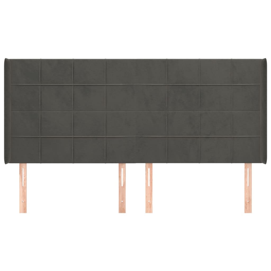 vidaXL Kopfteil mit Ohren Dunkelgrau 183x16x118/128 cm Samt
