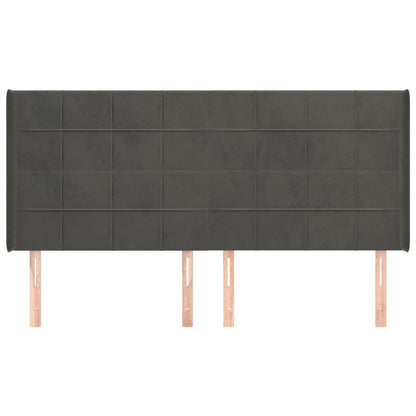 vidaXL Kopfteil mit Ohren Dunkelgrau 183x16x118/128 cm Samt