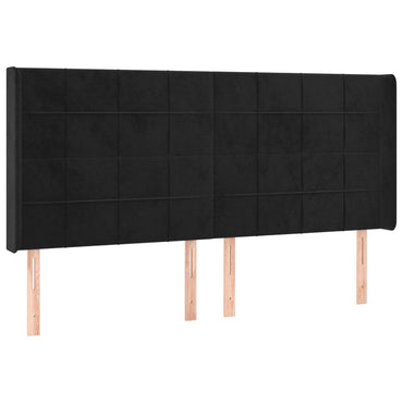 vidaXL Kopfteil mit Ohren Schwarz 183x16x118/128 cm Samt