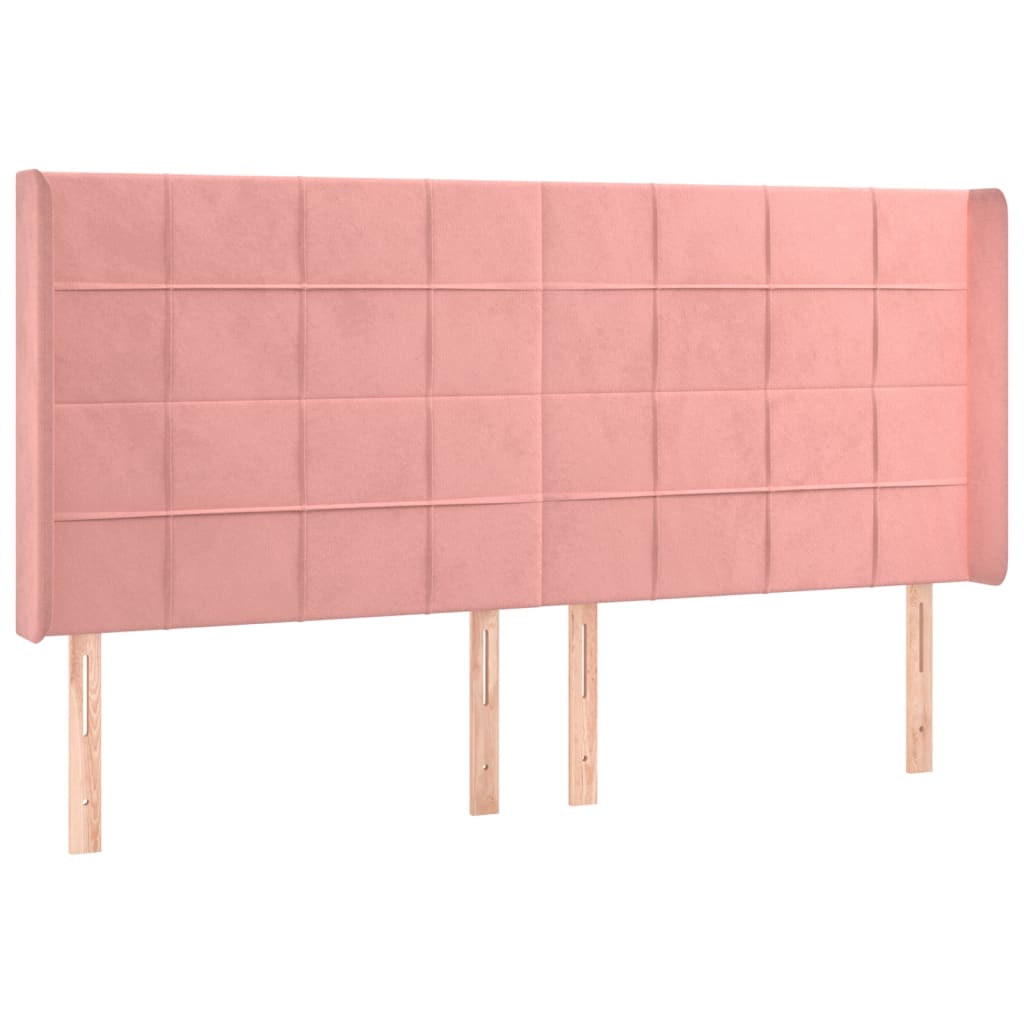 vidaXL Kopfteil mit Ohren Rosa 183x16x118/128 cm Samt