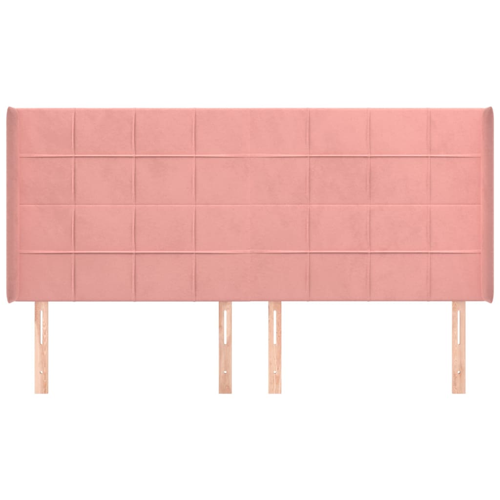 vidaXL Kopfteil mit Ohren Rosa 183x16x118/128 cm Samt