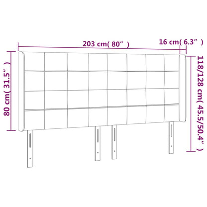 vidaXL Kopfteil mit Ohren Dunkelgrau 203x16x118/128 cm Samt