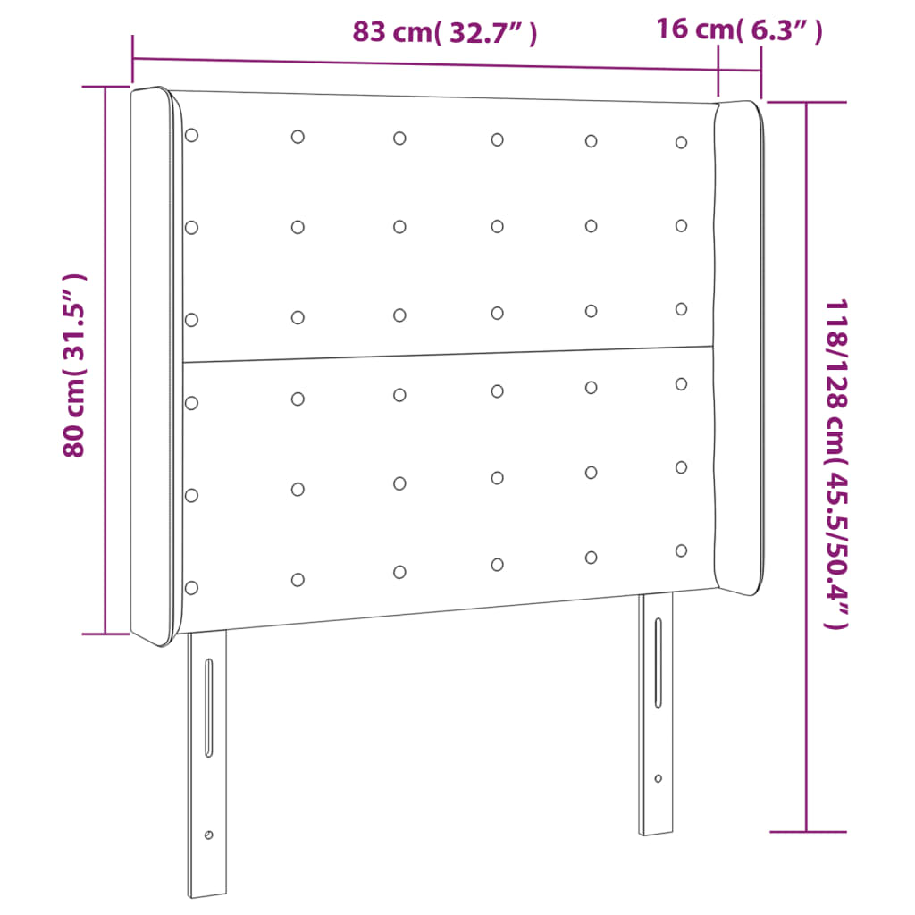vidaXL Kopfteil mit Ohren Grau 83x16x118/128 cm Kunstleder