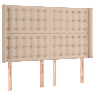 vidaXL Kopfteil mit Ohren Cappuccino-Braun 147x16x118/128cm Kunstleder