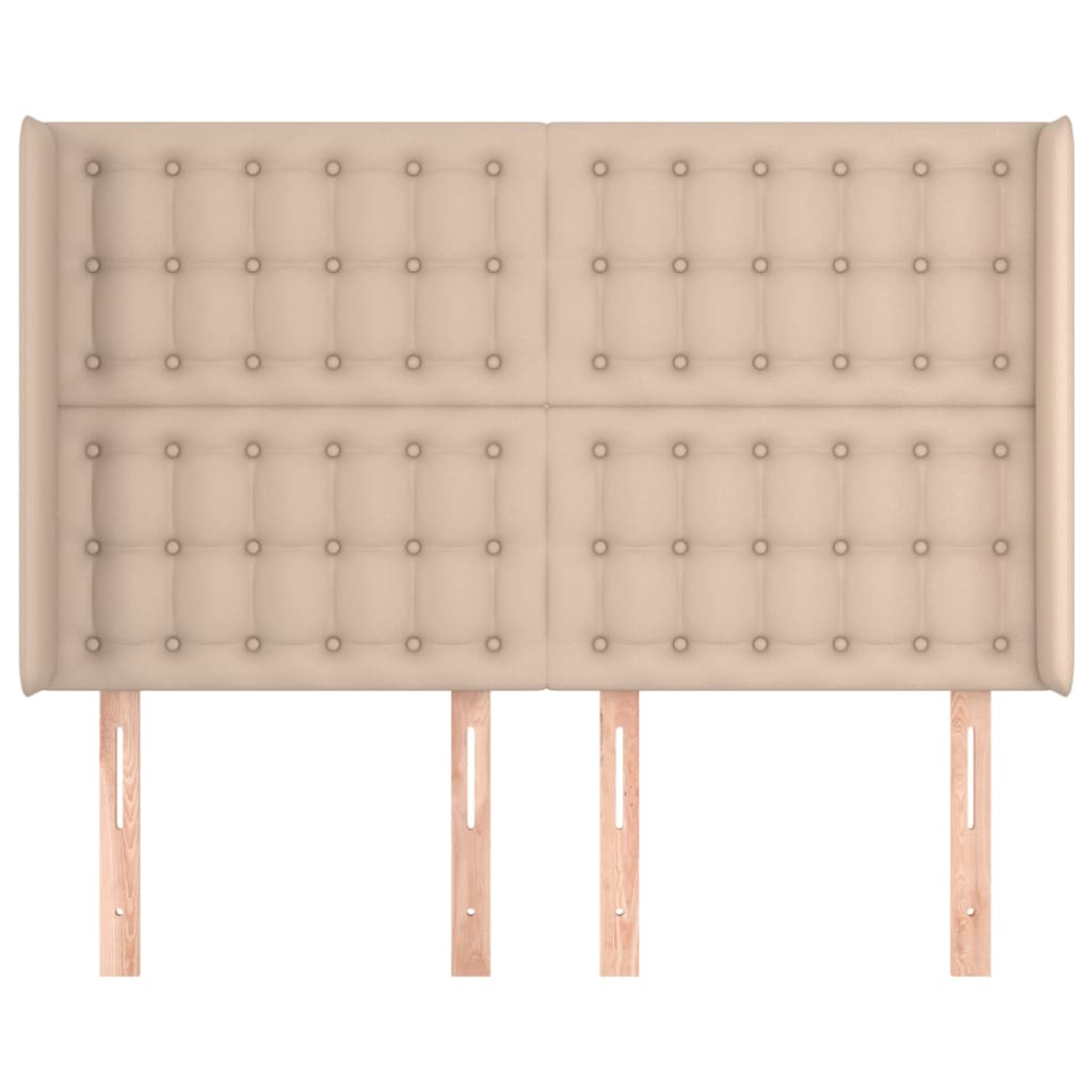 vidaXL Kopfteil mit Ohren Cappuccino-Braun 147x16x118/128cm Kunstleder