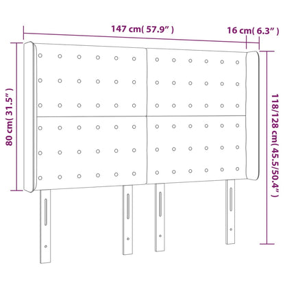 vidaXL Kopfteil mit Ohren Cappuccino-Braun 147x16x118/128cm Kunstleder