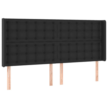 vidaXL Kopfteil mit Ohren Schwarz 163x16x118/128 cm Kunstleder