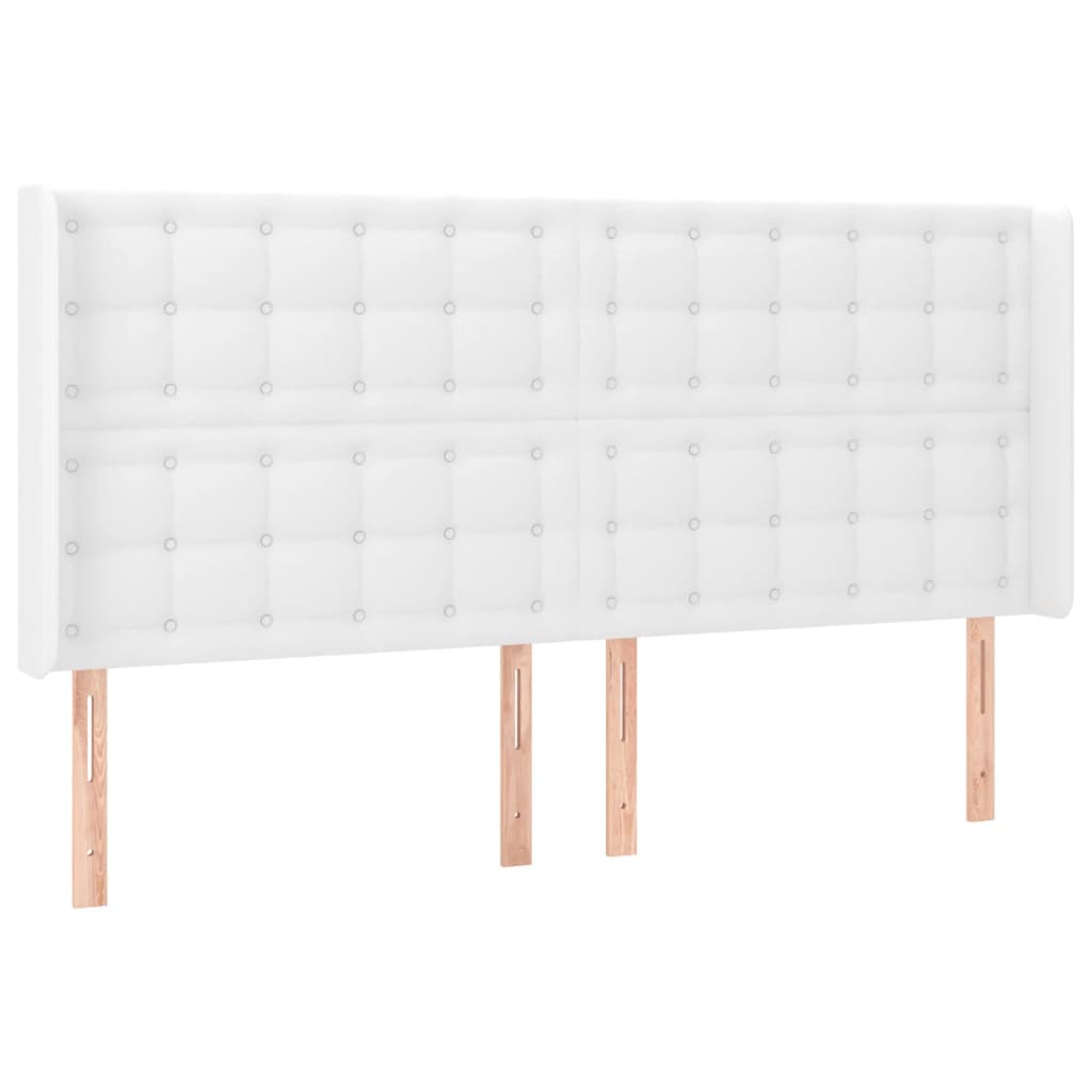 vidaXL Kopfteil mit Ohren Weiß 163x16x118/128 cm Kunstleder