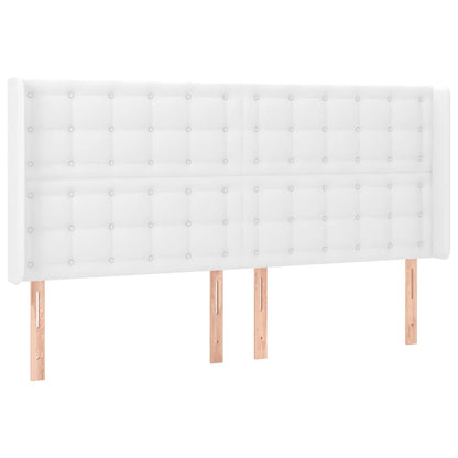 vidaXL Kopfteil mit Ohren Weiß 163x16x118/128 cm Kunstleder