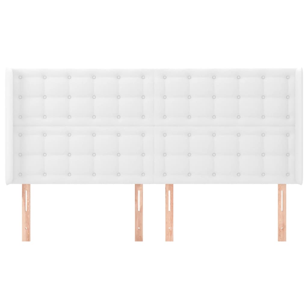 vidaXL Kopfteil mit Ohren Weiß 163x16x118/128 cm Kunstleder