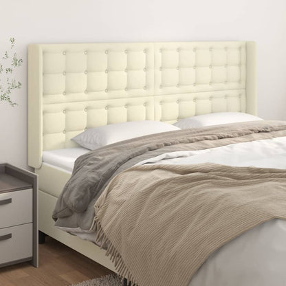 vidaXL Kopfteil mit Ohren Creme 163x16x118/128 cm Kunstleder
