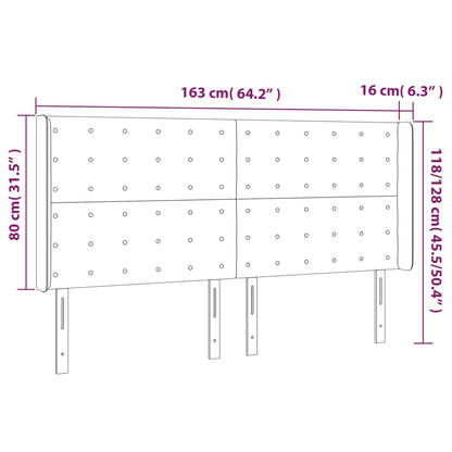 vidaXL Kopfteil mit Ohren Grau 163x16x118/128 cm Kunstleder