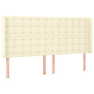 vidaXL Kopfteil mit Ohren Creme 183x16x118/128 cm Kunstleder