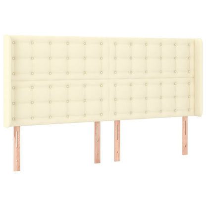 vidaXL Kopfteil mit Ohren Creme 183x16x118/128 cm Kunstleder