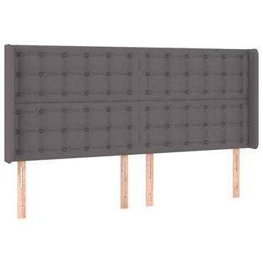 vidaXL Kopfteil mit Ohren Grau 183x16x118/128 cm Kunstleder