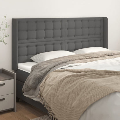 vidaXL Kopfteil mit Ohren Grau 183x16x118/128 cm Kunstleder