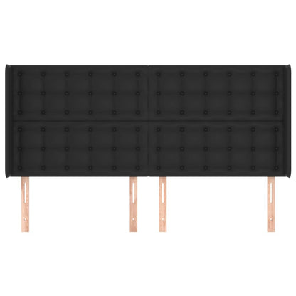 vidaXL Kopfteil mit Ohren Schwarz 203x16x118/128 cm Kunstleder