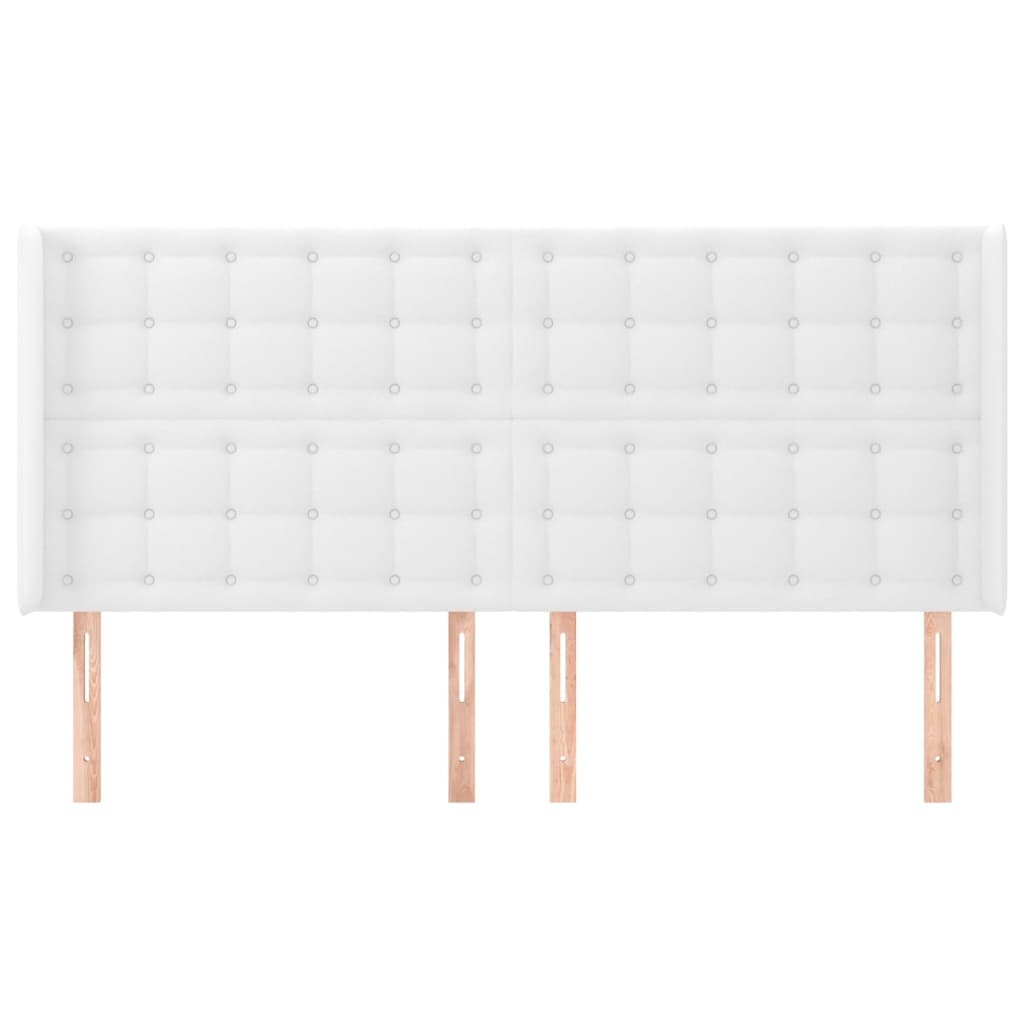 vidaXL Kopfteil mit Ohren Weiß 203x16x118/128 cm Kunstleder