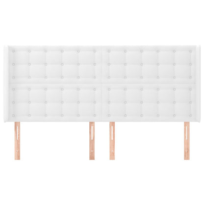 vidaXL Kopfteil mit Ohren Weiß 203x16x118/128 cm Kunstleder