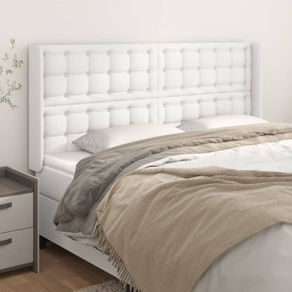 vidaXL Kopfteil mit Ohren Weiß 203x16x118/128 cm Kunstleder