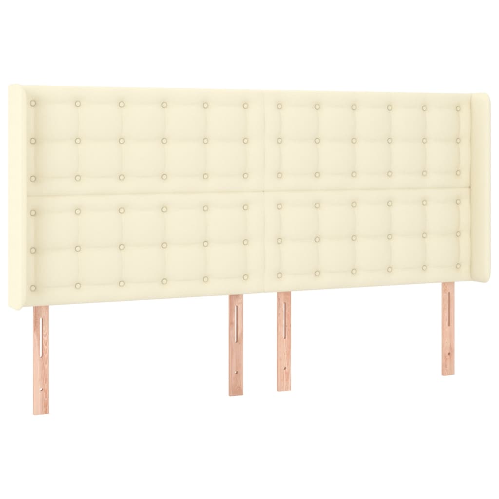 vidaXL Kopfteil mit Ohren Creme 203x16x118/128 cm Kunstleder