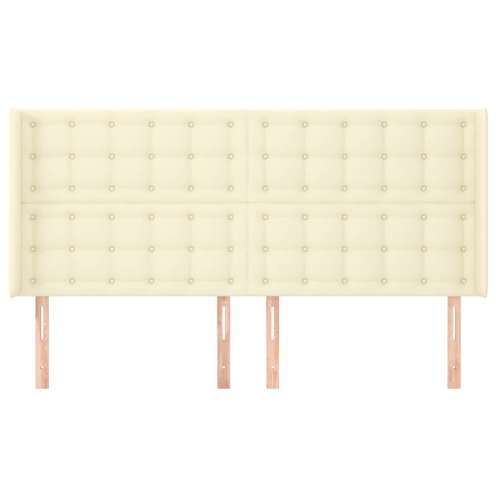 vidaXL Kopfteil mit Ohren Creme 203x16x118/128 cm Kunstleder