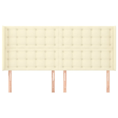 vidaXL Kopfteil mit Ohren Creme 203x16x118/128 cm Kunstleder