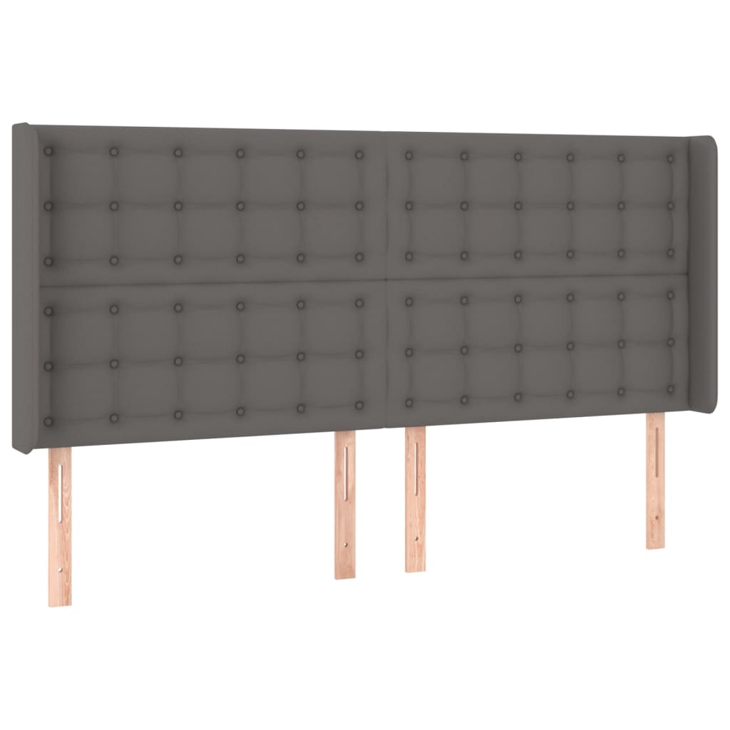 vidaXL Kopfteil mit Ohren Grau 203x16x118/128 cm Kunstleder