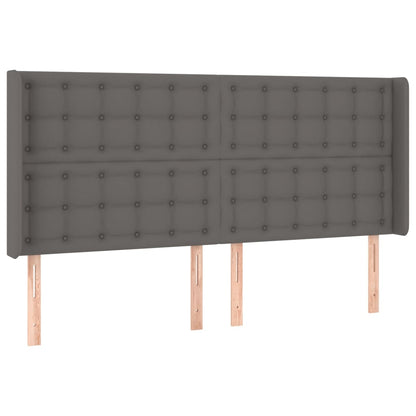 vidaXL Kopfteil mit Ohren Grau 203x16x118/128 cm Kunstleder