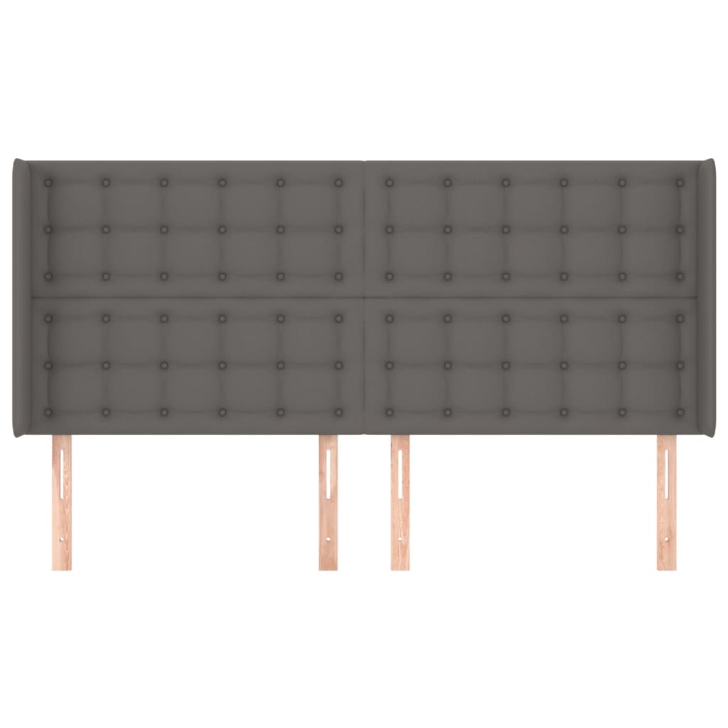 vidaXL Kopfteil mit Ohren Grau 203x16x118/128 cm Kunstleder