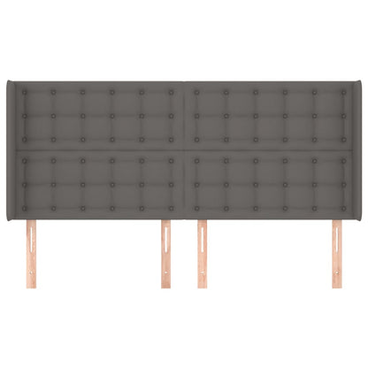 vidaXL Kopfteil mit Ohren Grau 203x16x118/128 cm Kunstleder