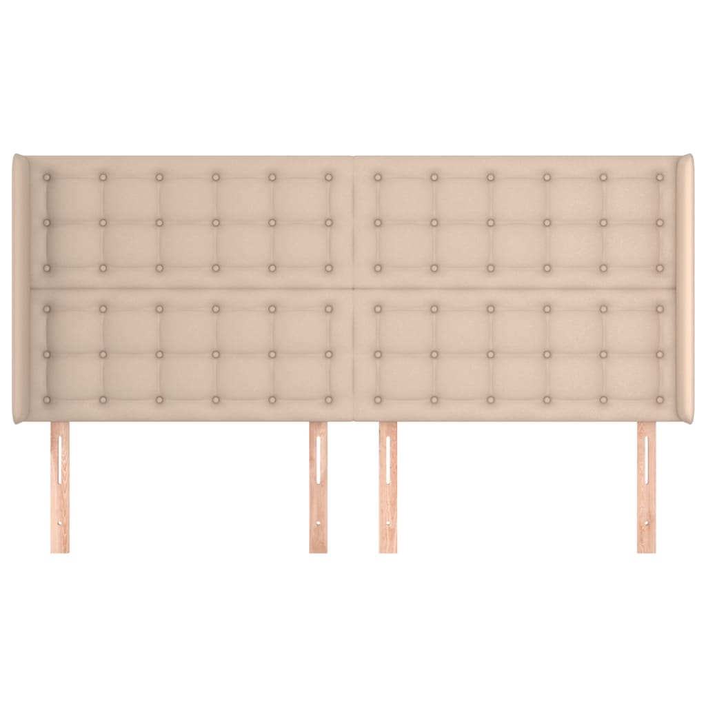 vidaXL Kopfteil mit Ohren Cappuccino-Braun 203x16x118/128cm Kunstleder
