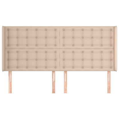 vidaXL Kopfteil mit Ohren Cappuccino-Braun 203x16x118/128cm Kunstleder