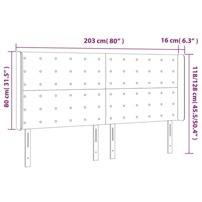 vidaXL Kopfteil mit Ohren Cappuccino-Braun 203x16x118/128cm Kunstleder