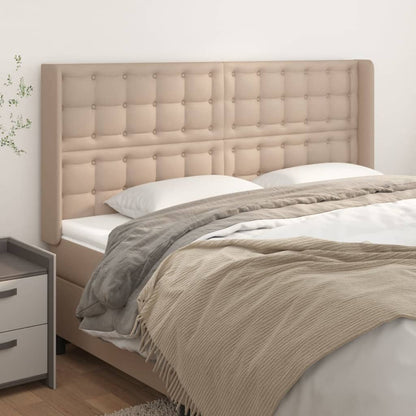 vidaXL Kopfteil mit Ohren Cappuccino-Braun 203x16x118/128cm Kunstleder