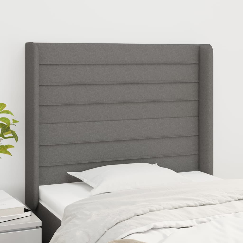 vidaXL Kopfteil mit Ohren Dunkelgrau 83x16x118/128 cm Stoff