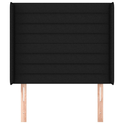 vidaXL Kopfteil mit Ohren Schwarz 83x16x118/128 cm Stoff