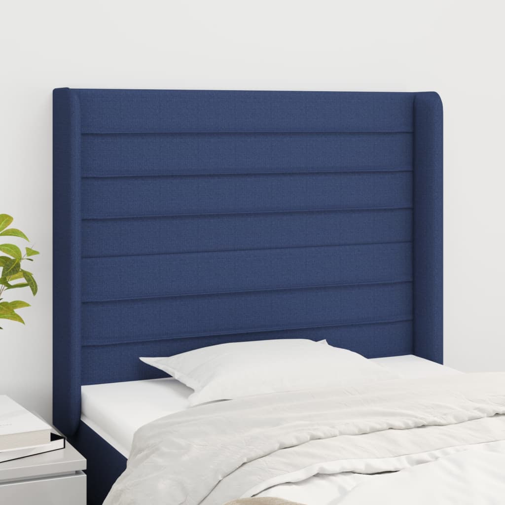 vidaXL Kopfteil mit Ohren Blau 83x16x118/128 cm Stoff