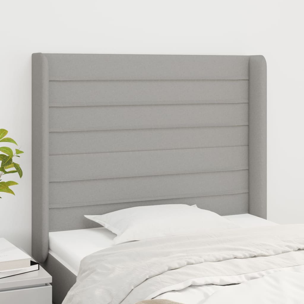 vidaXL Kopfteil mit Ohren Hellgrau 93x16x118/128 cm Stoff